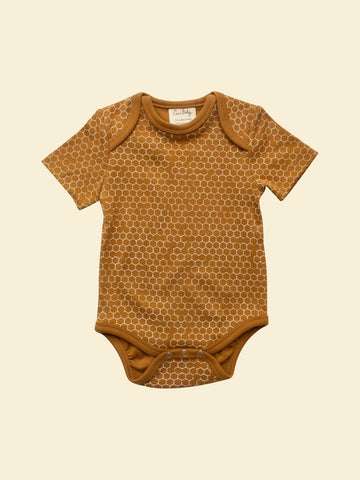 Organic Baby Short-Sleeve Bodysuit - Honeycomb
