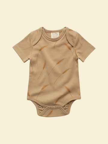 Organic Baby Short-Sleeve Bodysuit - Wheat