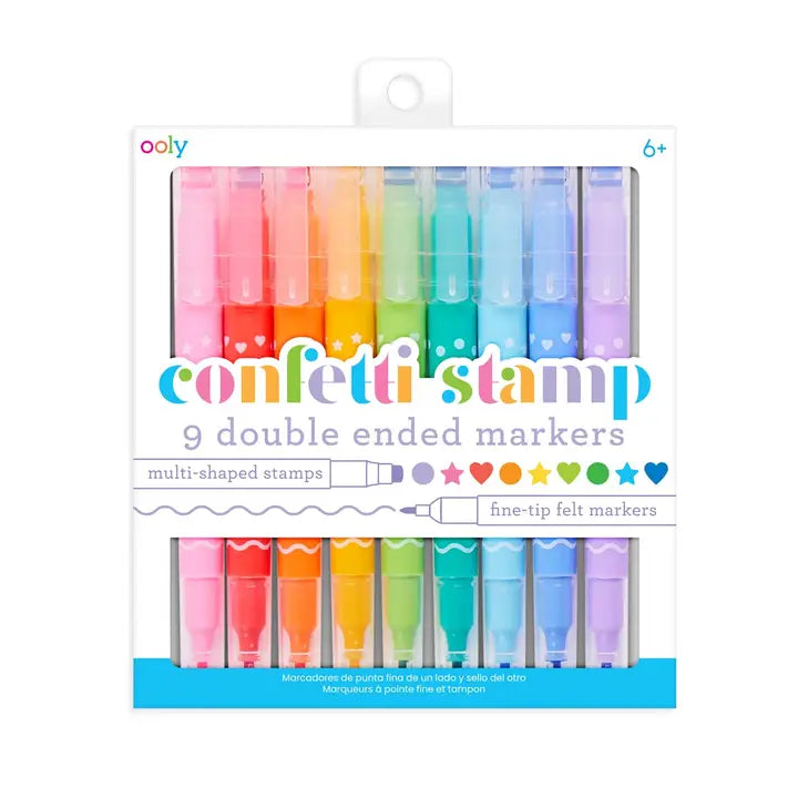OOLY -Confetti Stamp Double-Ended Markers - Set of 9