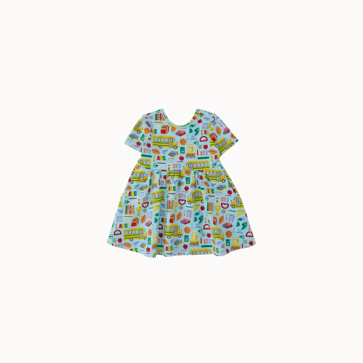 RuffleButts + RuggedButts - Girls Classroom Crew Short Sleeve Knit Twirl Dress