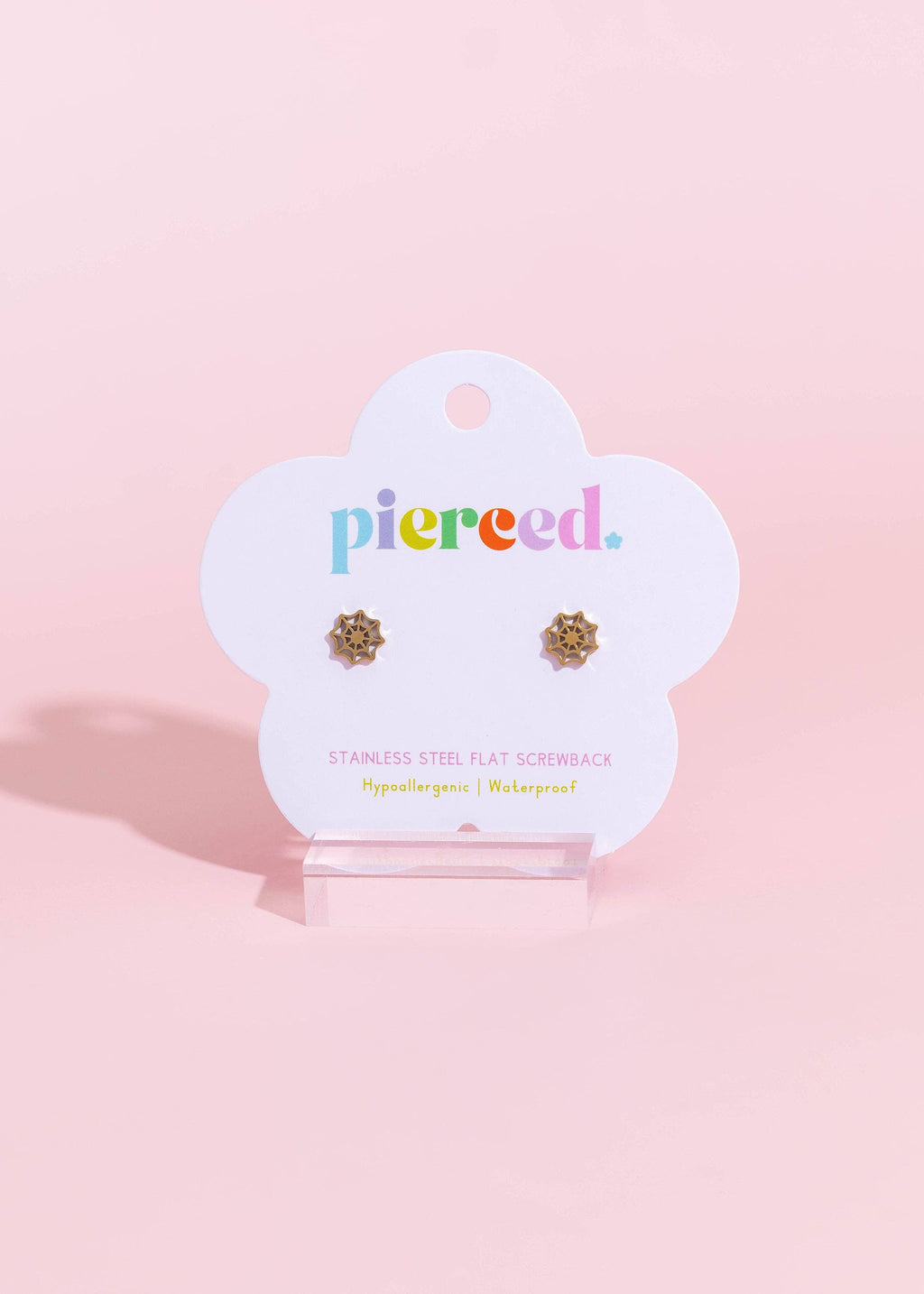 Pierced Co - Gold Spider Web Earrings