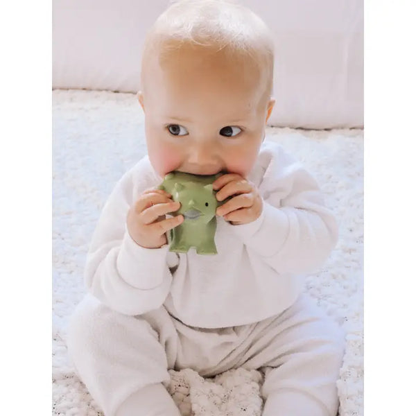 Tikiri Toys - Trice Dinosaur Natural Rubber Teether, Rattle & Bath Toy