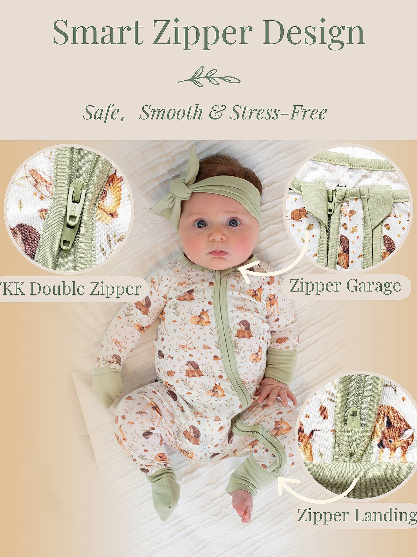 Miaoberry - Bamboo Convertible Sleeper - Woodland Print