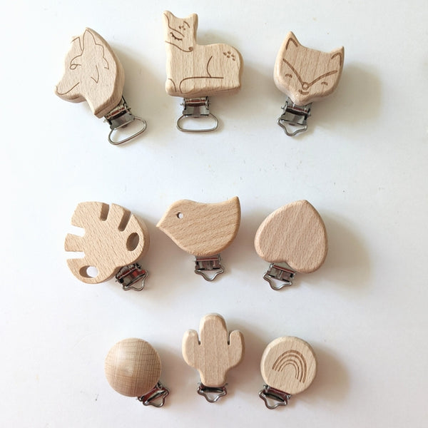 Honorine & Jean - Pacifier Clip (Natural Color) Wood Clip