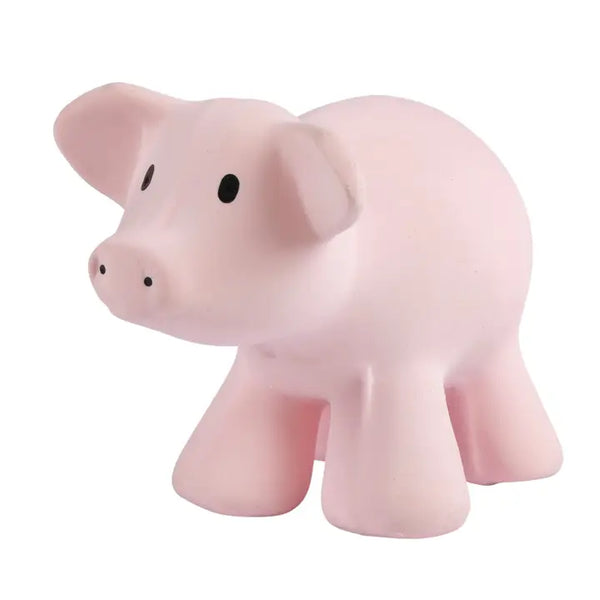 Tikiri Toys - Pig Natural Organic Rubber Teether, Rattle & Bath Toy