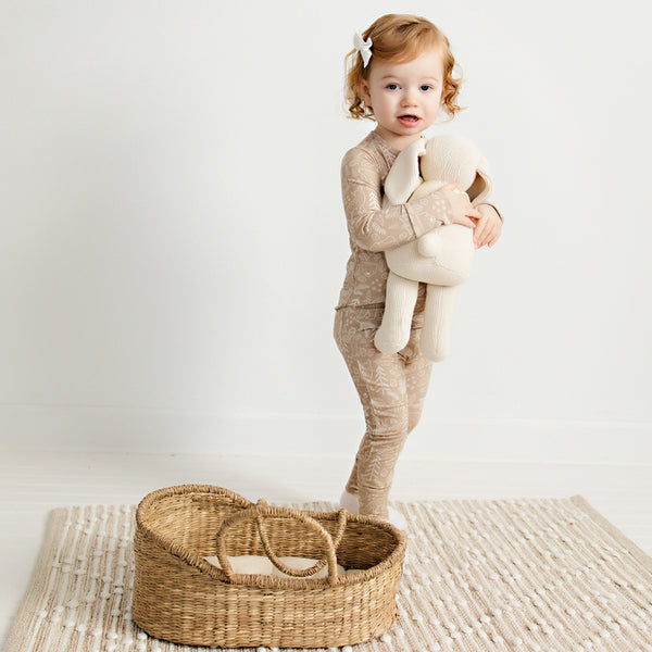 Infant/ Toddler Bamboo Sleeper Taupe Woodland Animal Pajamas