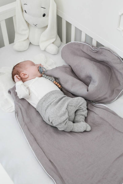 Linen baby sleeping bag, baby sleeping sack - beige / 1 TOG