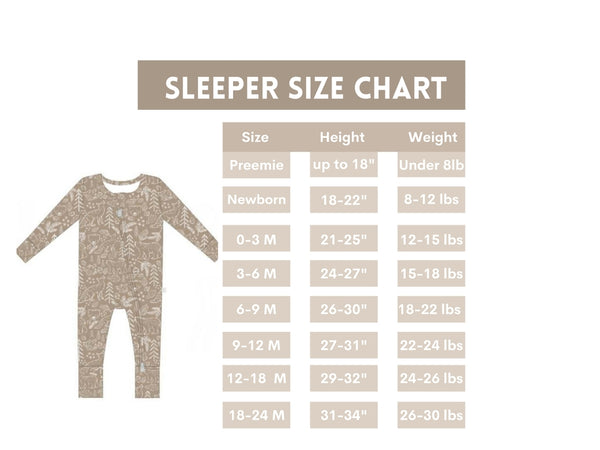 Infant/ Toddler Bamboo Sleeper Taupe Woodland Animal Pajamas