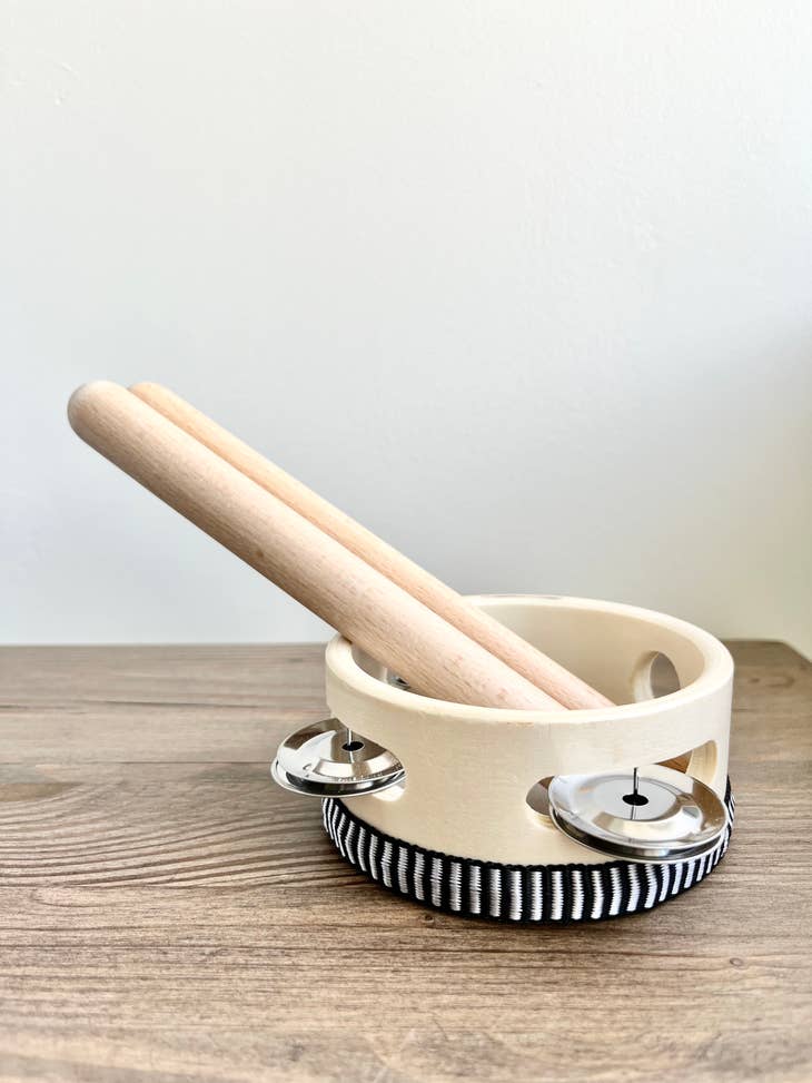 Baby Mini Wooden Tambourine - Kids Drum Instrument Toy