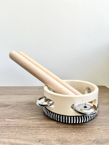 Baby Mini Wooden Tambourine - Kids Drum Instrument Toy