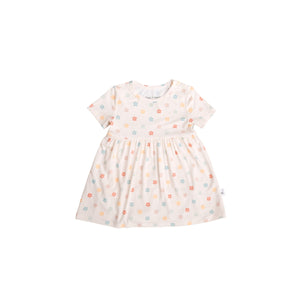 Bug+Bean Kids - Bamboo Short Sleeve Twirl Bodysuit Dress - Sunlit Daisy