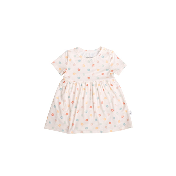 Bug+Bean Kids - Bamboo Short Sleeve Twirl Bodysuit Dress - Sunlit Daisy