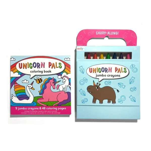 OOLY - Carry Along Crayons & Coloring Book Kit - Unicorn Pals