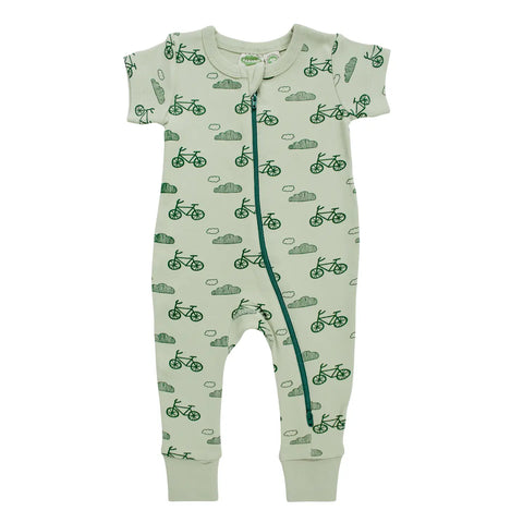 Parade Organics - Signature Print '2-Way' Zip Romper - Short Sleeve - Bicycles