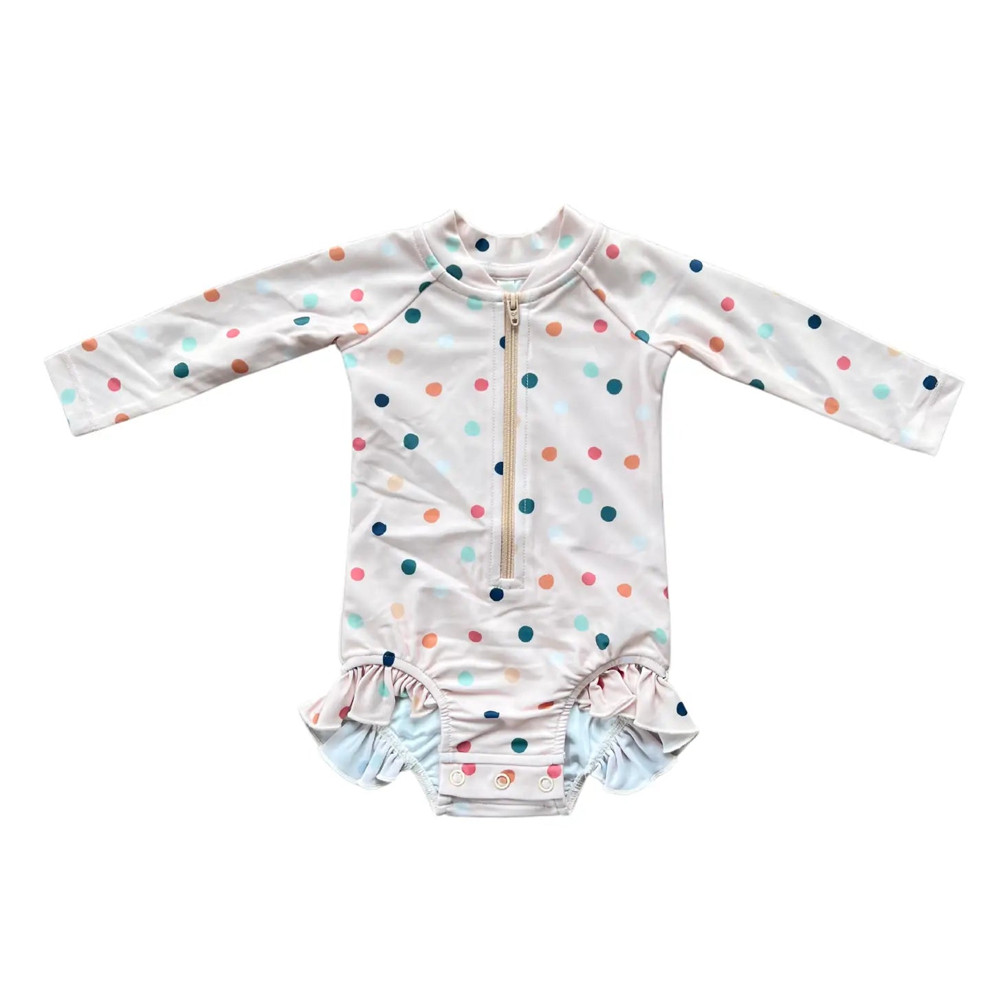 babysprouts clothing company - Girl's One-Piece Ruffle Rash Guard Swimsuit Summer Polka Dots