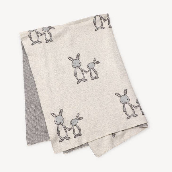 Bunny Mommy & Me Baby Knit Blanket & Lovey Gift SET