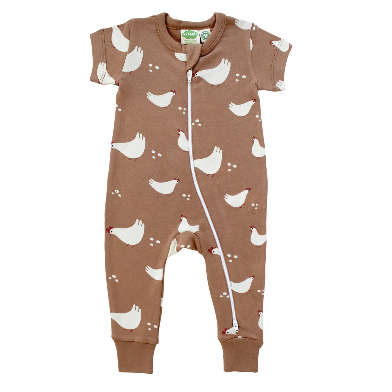 Parade Organics - Signature Print '2-Way' Zip Romper - Short Sleeve - Chickens