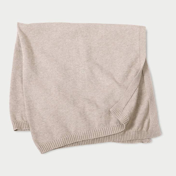 Milan Earthy Baby Blanket Sweater Knit Organic Cotton - Oatmeal Heather