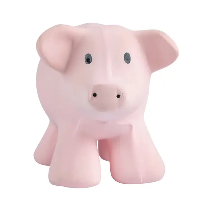 Tikiri Toys - Pig Natural Organic Rubber Teether, Rattle & Bath Toy