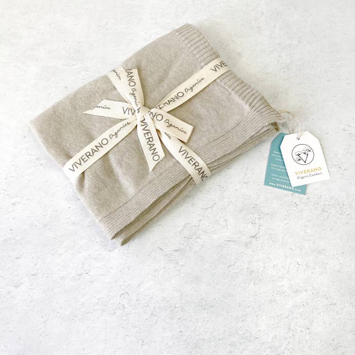 Milan Earthy Baby Blanket Sweater Knit Organic Cotton - Oatmeal Heather