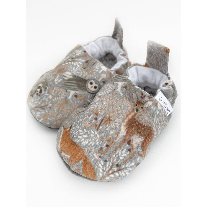 Forest Animal Baby Shoes Tan Rubber