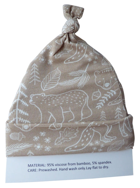 Bamboo Knot Hat Taupe Woodland Animal