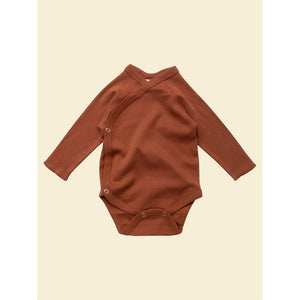 Organic Baby Kimono-wrap Bodysuit - Terracotta
