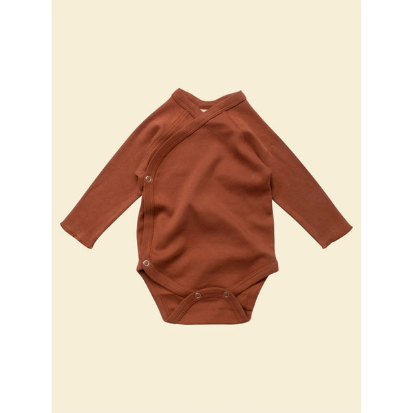 Organic Baby Kimono-wrap Bodysuit - Terracotta