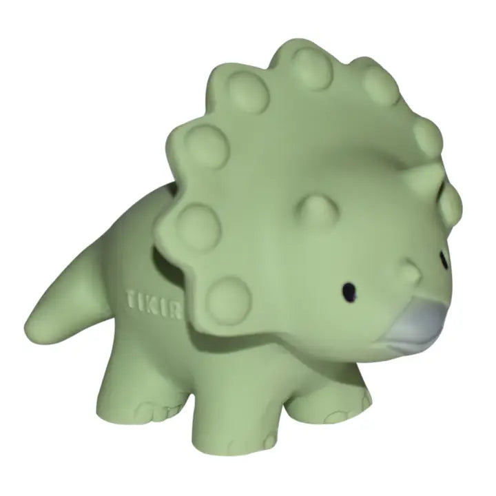 Tikiri Toys - Trice Dinosaur Natural Rubber Teether, Rattle & Bath Toy