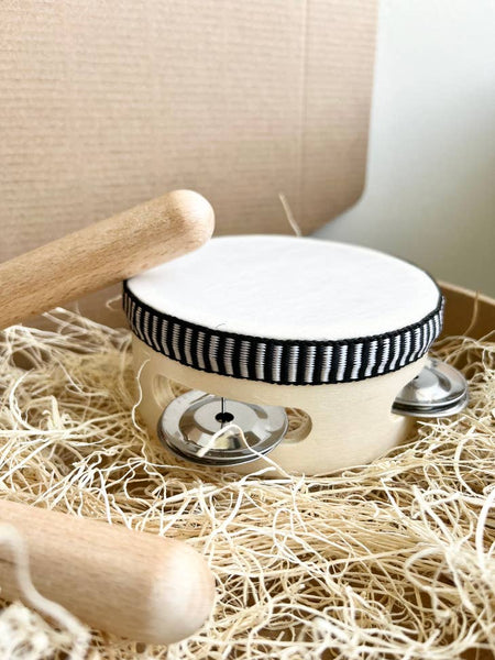 Baby Mini Wooden Tambourine - Kids Drum Instrument Toy