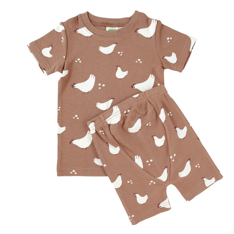 Parade Organics - "My Jammies" Organic Kids Summer Pajamas Chickens