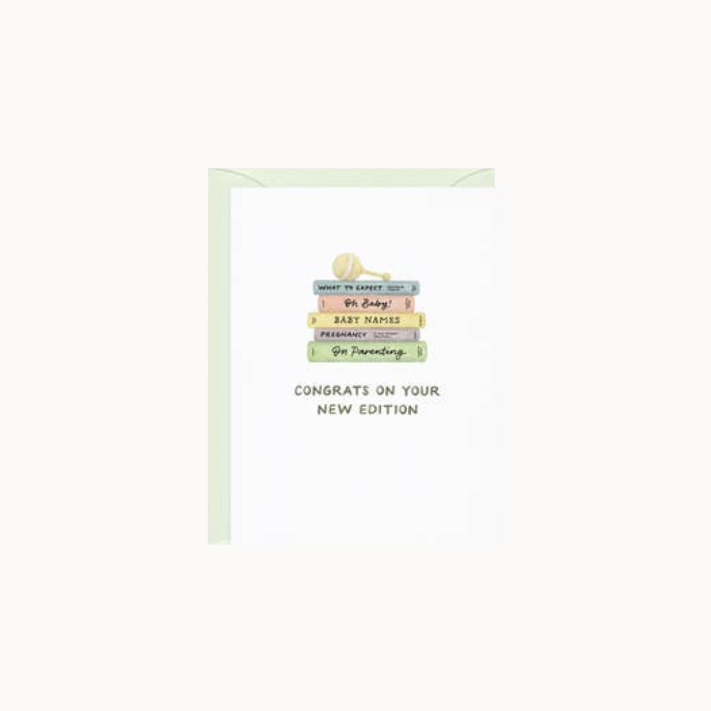 Amy Zhang New Edition Book Pun New Baby Congrats Card