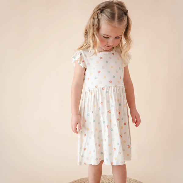 Bug+Bean Kids - Bamboo Short Sleeve Twirl Dress - Sunlit Daisy