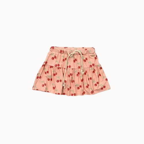 Pink skirt with cherry pattern 