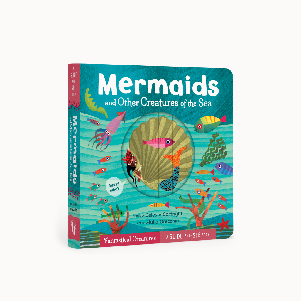 Book cover of 'Mermaids and Other Creatures of the Sea' with colorful illustrations of sea creatures.