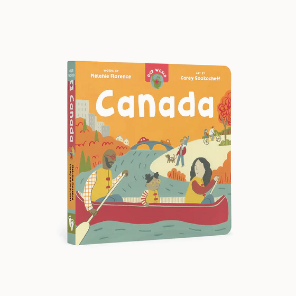 Book cover of 'Canada' with illustrations of people in a canoe and scenic views.