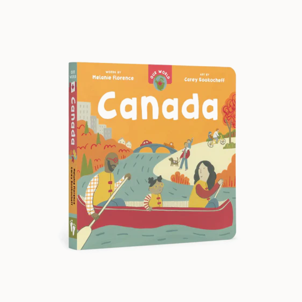 Book cover of 'Canada' with illustrations of people in a canoe and scenic views.