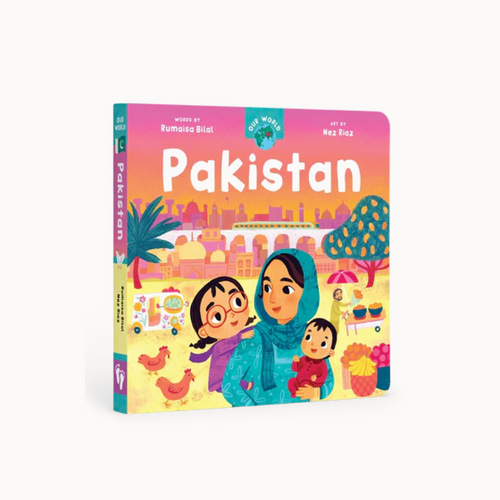 Cover of "Pakistan" book with illustration of mother and her two kids
