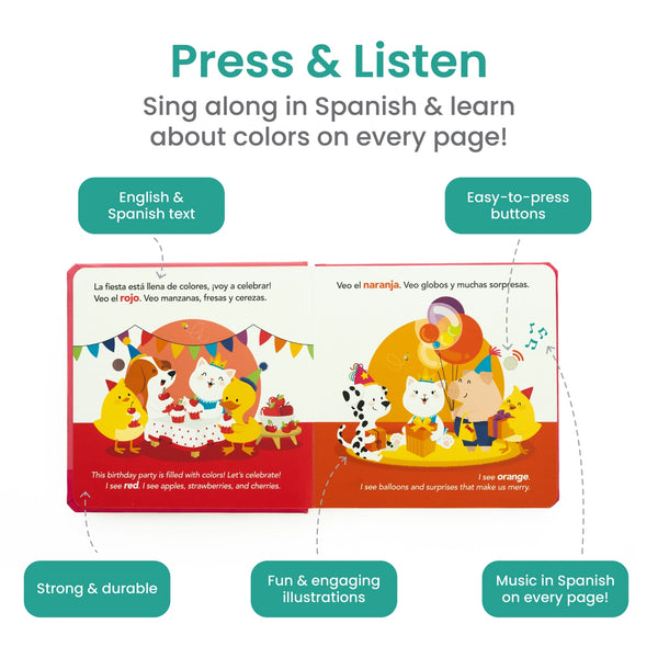 Binibi - Bilingual Musical Book About Colors: Colores De La Fiesta