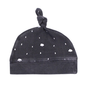L'oved Baby - Organic Cozy Top-Knot Hat - Coal Clouds