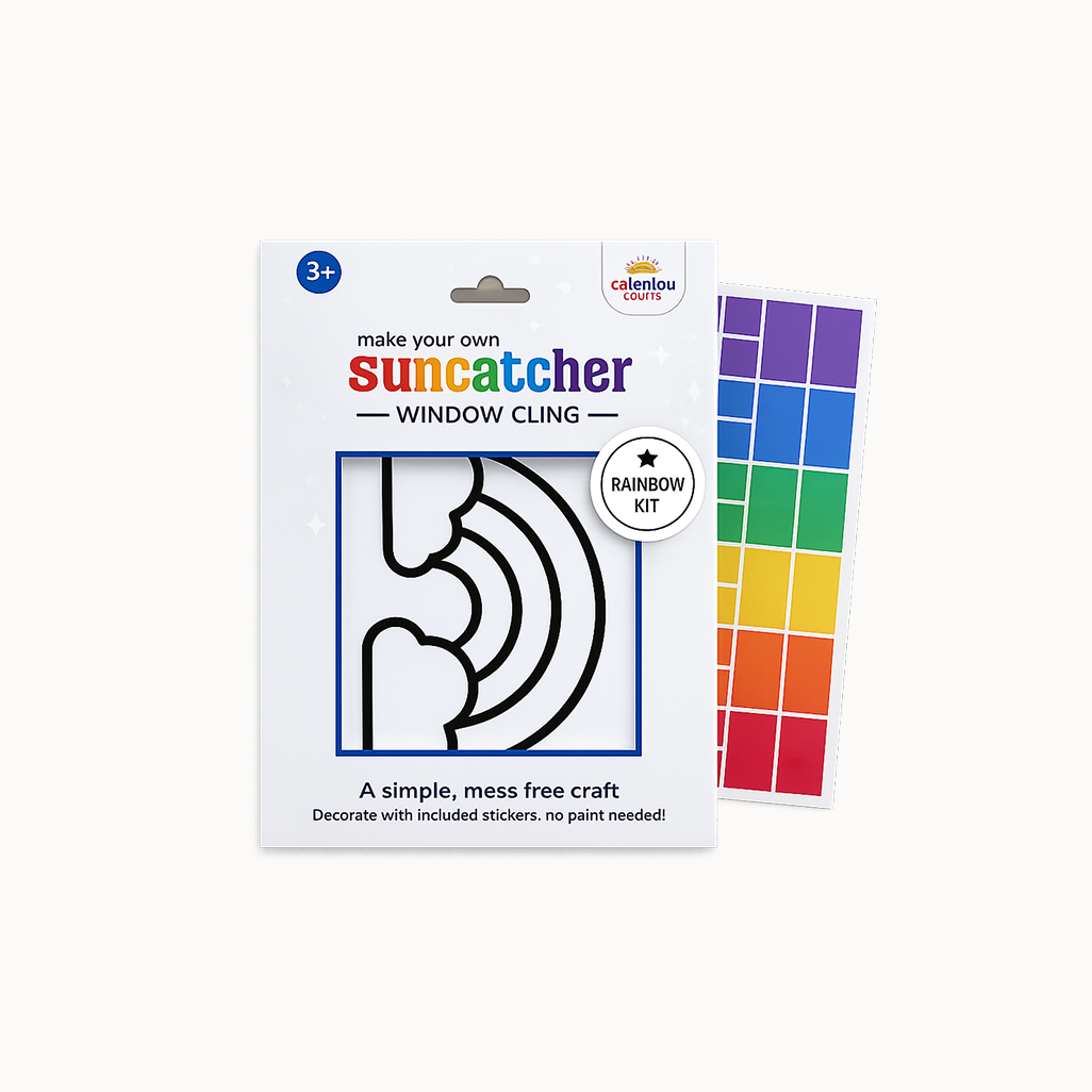 Calenlou Crafts suncatcher window cling kit with color swatch on a white background