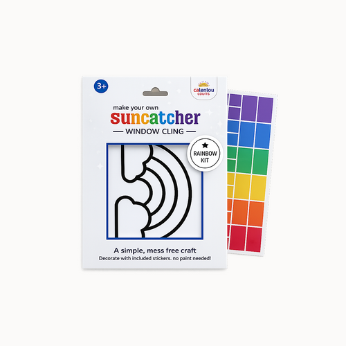 Calenlou Crafts suncatcher window cling kit with color swatch on a white background