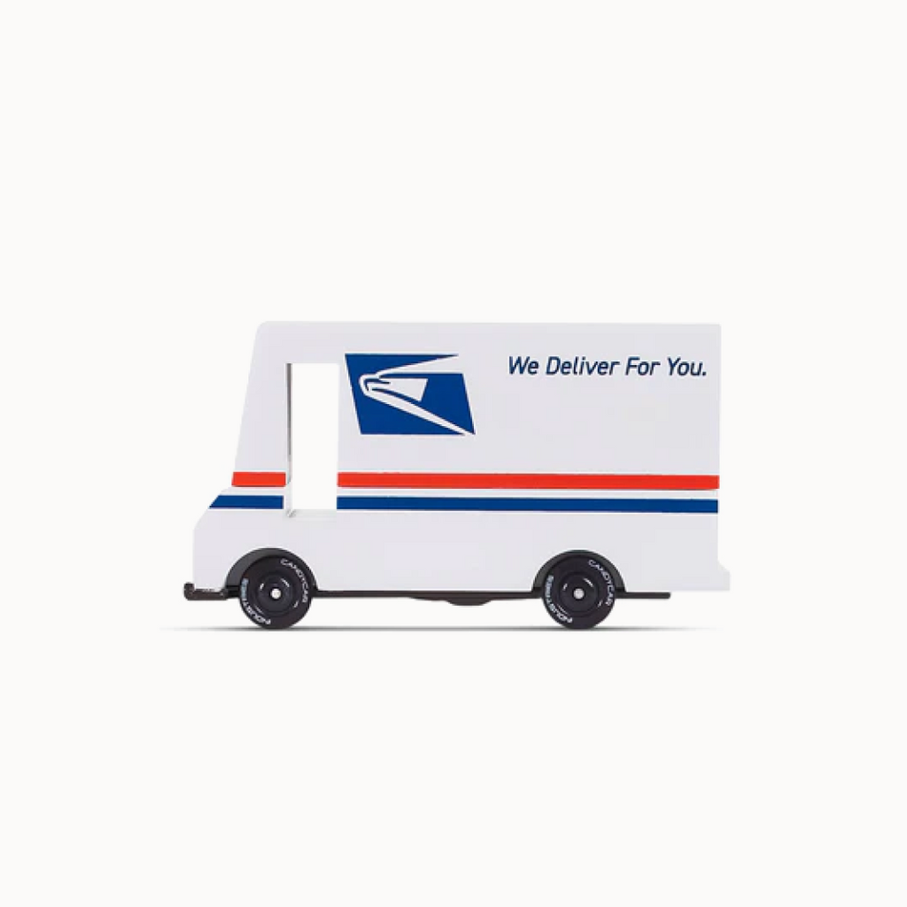 Model of a postal truck with 'We Deliver For You.' text on a white background