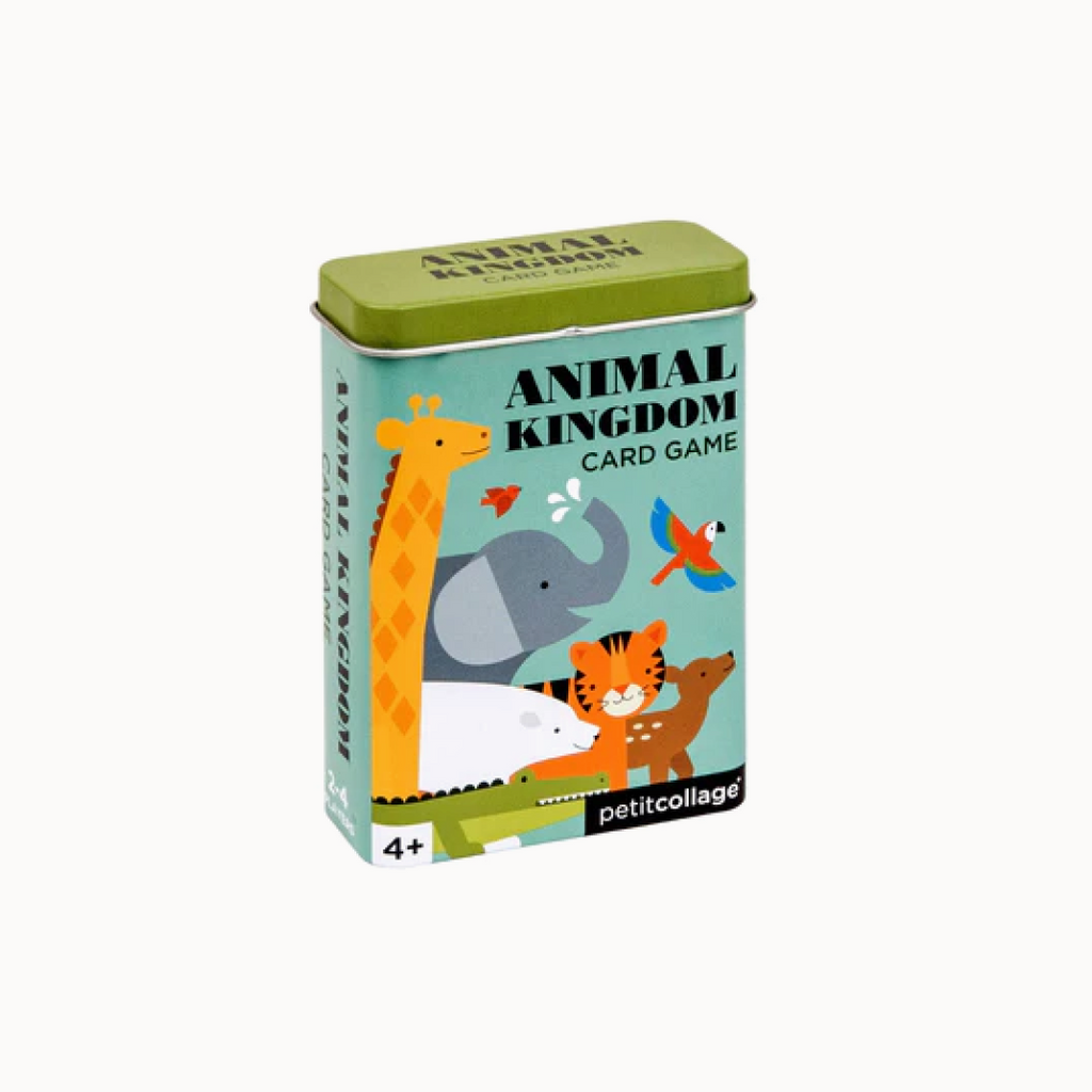 Box of 'Animal Kingdom' card game with cartoon animals on a white background