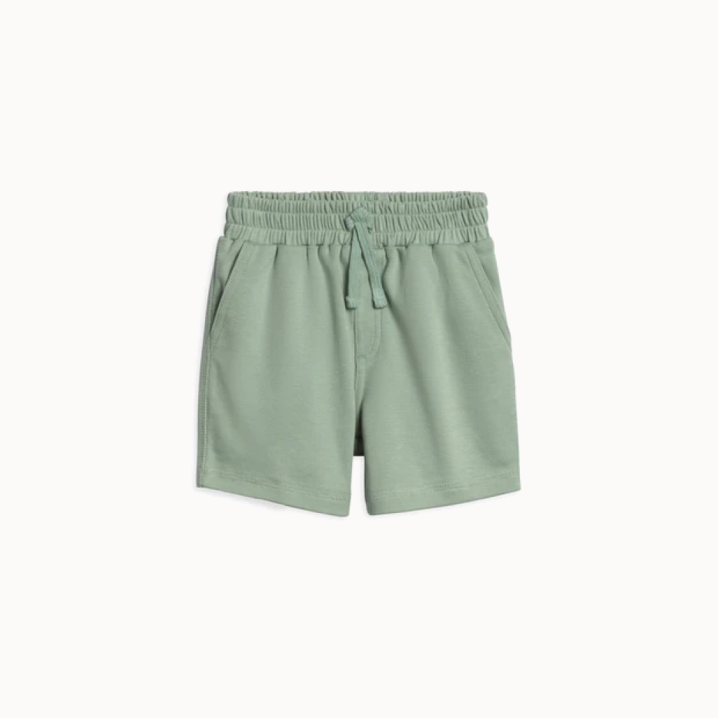 Green toddler shorts with drawstring
