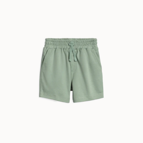Green toddler shorts with drawstring