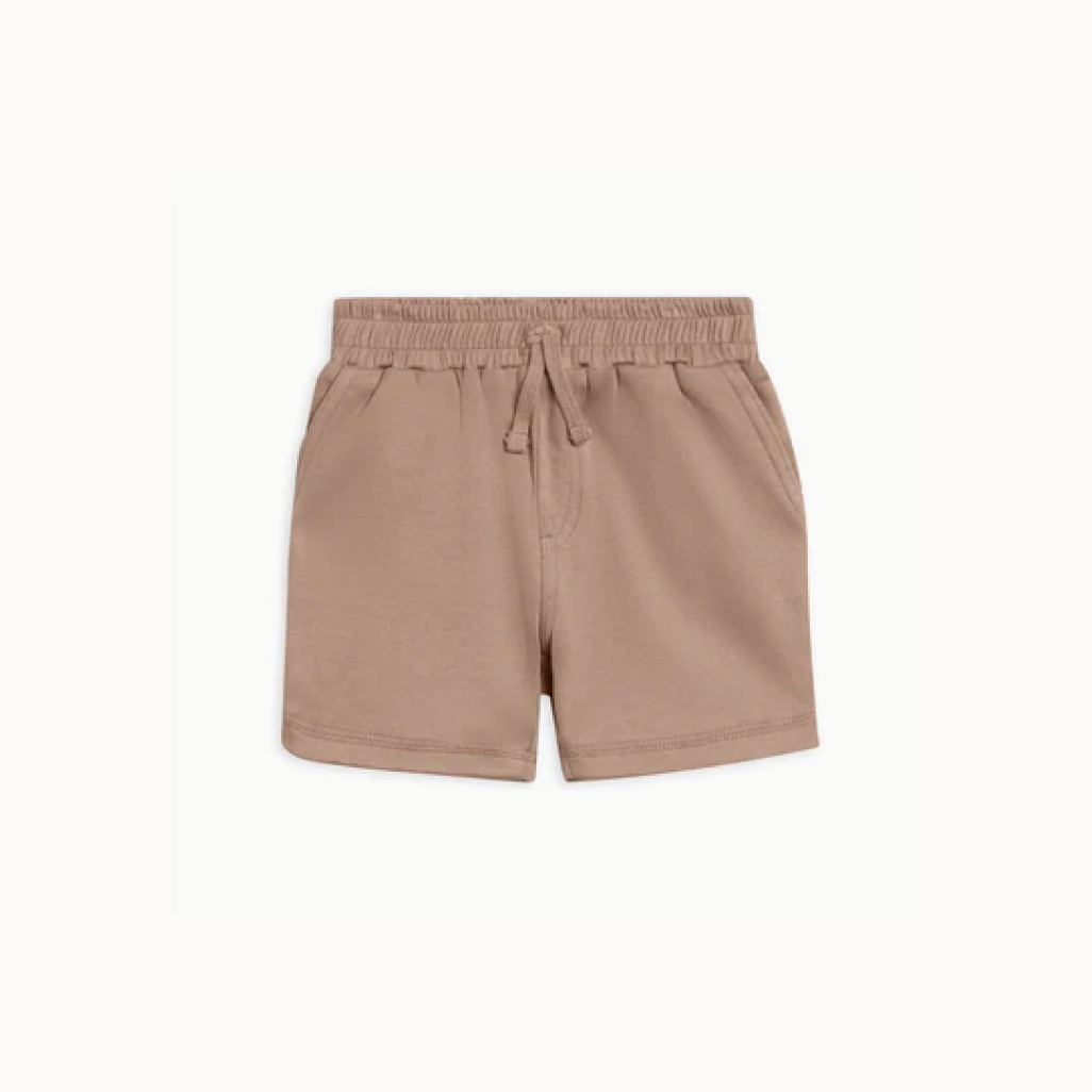 Light brown toddler shorts with drawstring