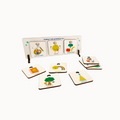 Set of educational cards with colorful illustrations on a white background