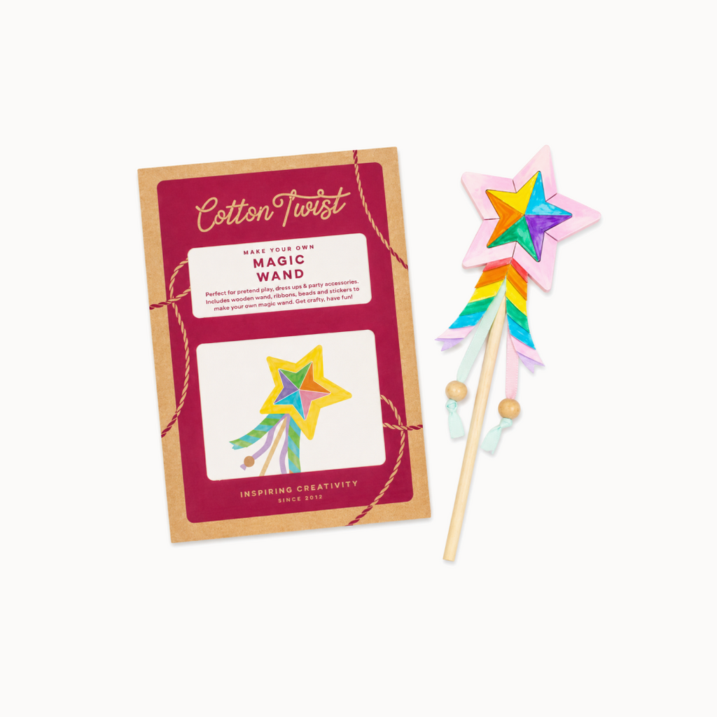 Cotton Twist magic wand kit with a colorful star-shaped wand on a white background
