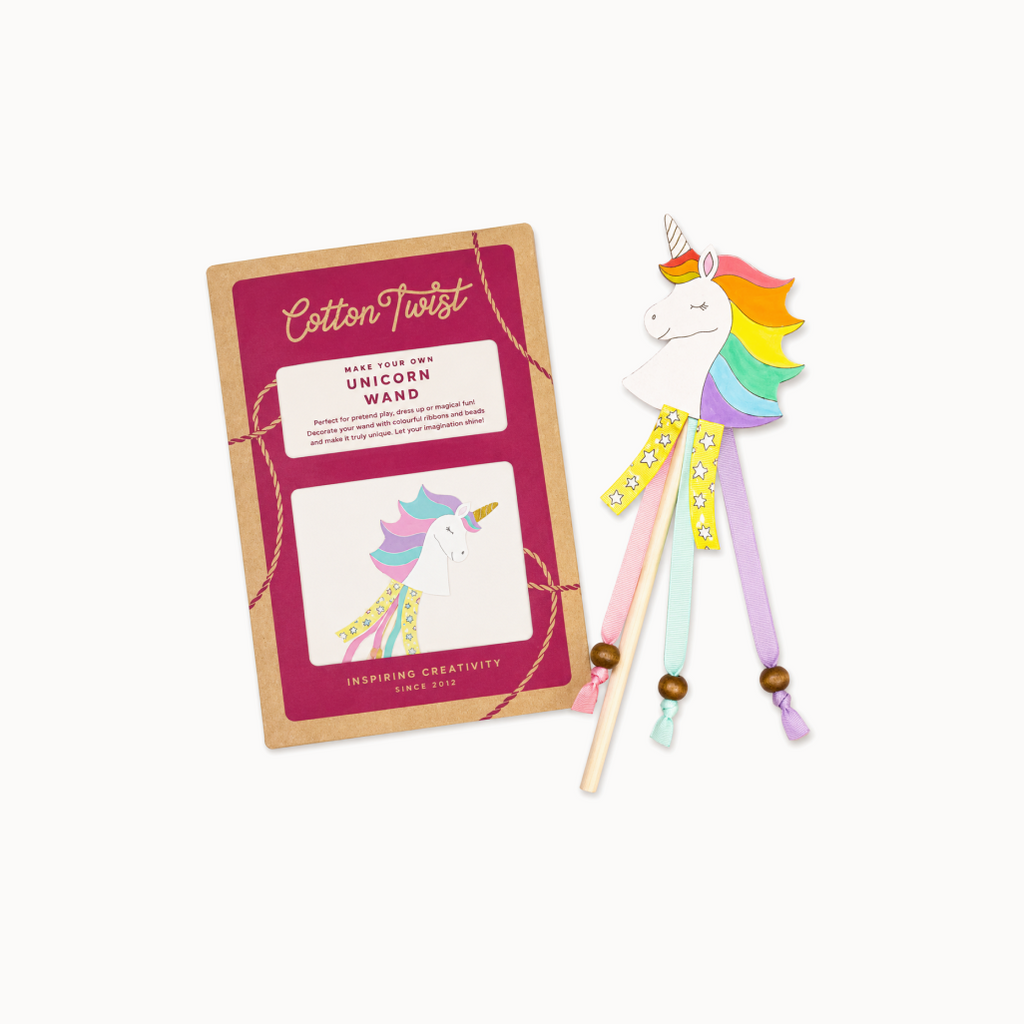 Unicorn-themed craft kit with packaging on a white background
